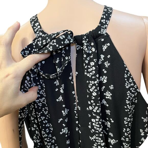 BCBGeneration Floral Maxi Dress XS Halter Neck Tiered A-line Boho Casual Crepe - Picture 5 of 10